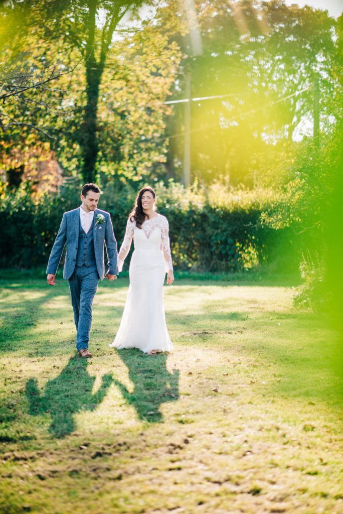 Bride and groom portraits in late summer