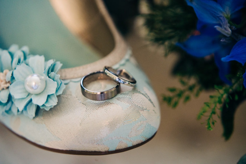 rings at wedding venue during preperations