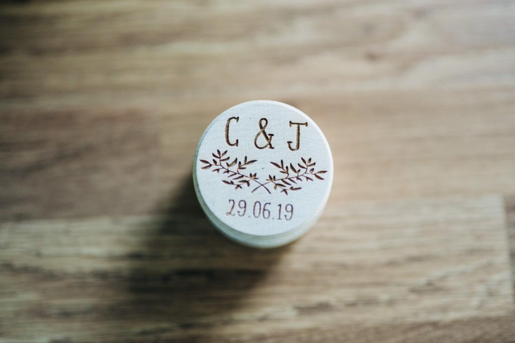 trinket box with couples initials