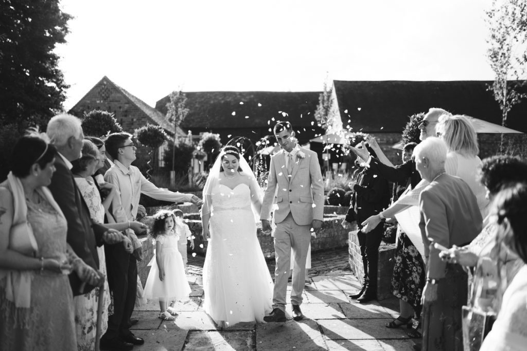 black and white wedding photo at the barnyard kent wedding