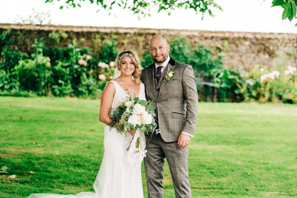bride and groom at Brenley Farm