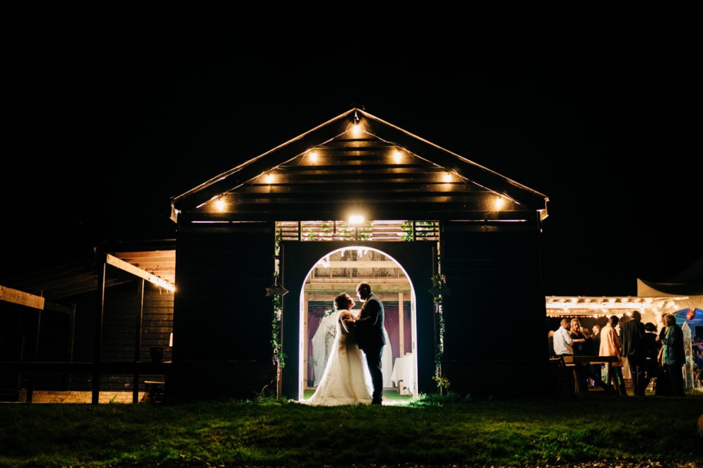 night time bride and groom portraits in kent