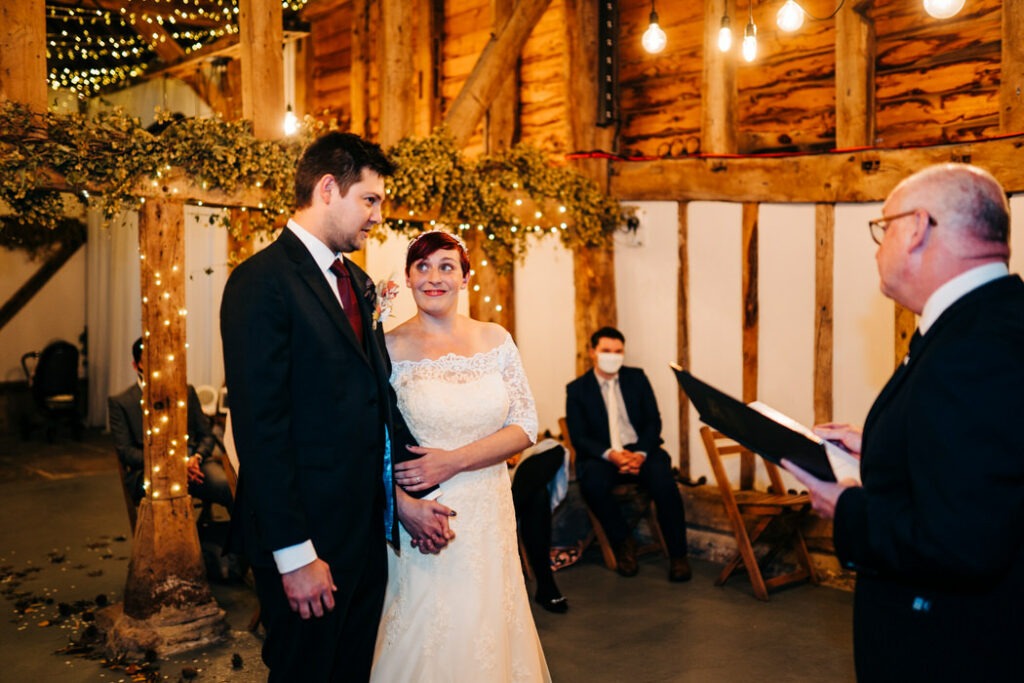 Ceremony at The Barnyard Twilight Wedding