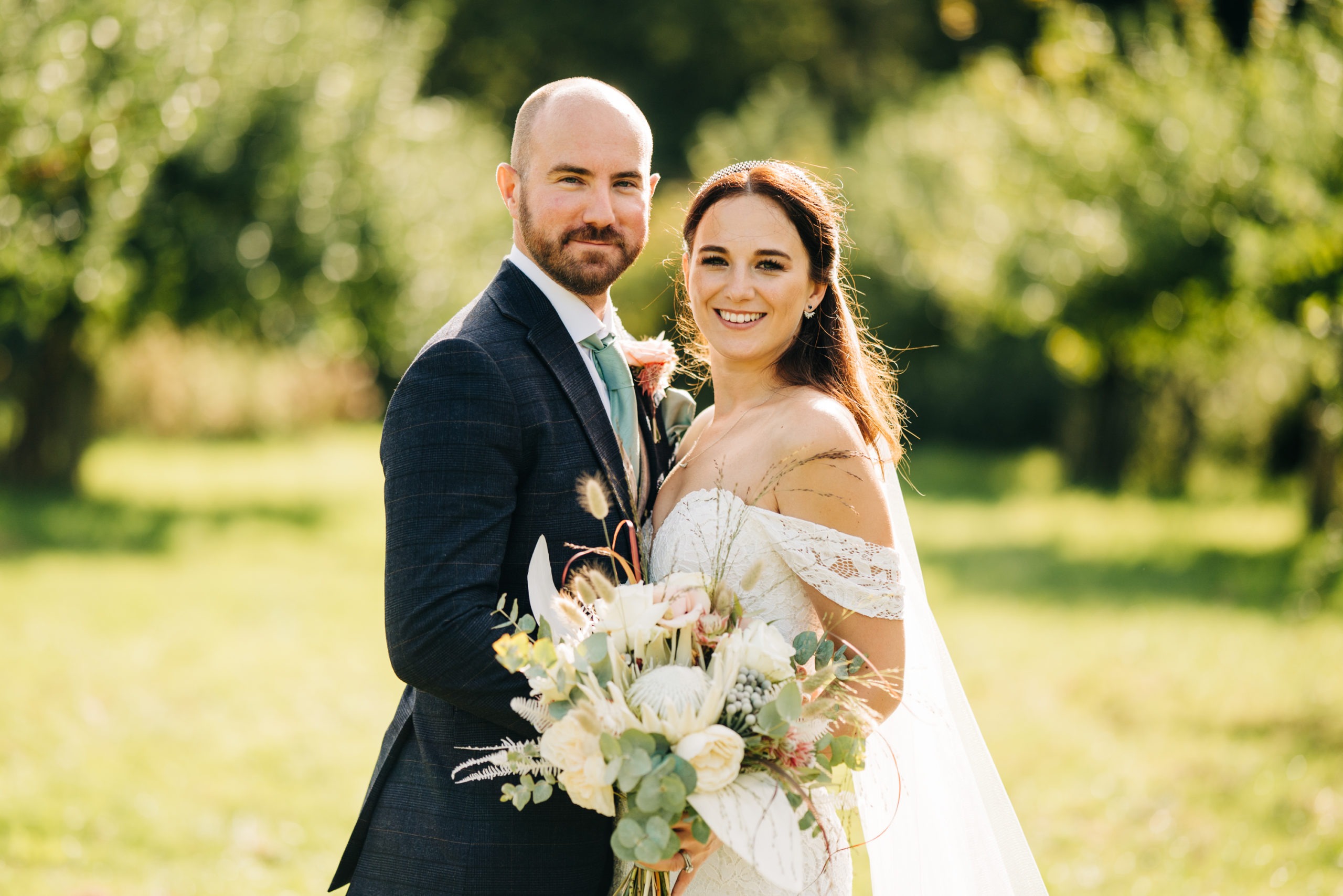 bride and groom portraits at The Great Barn Rolvenden