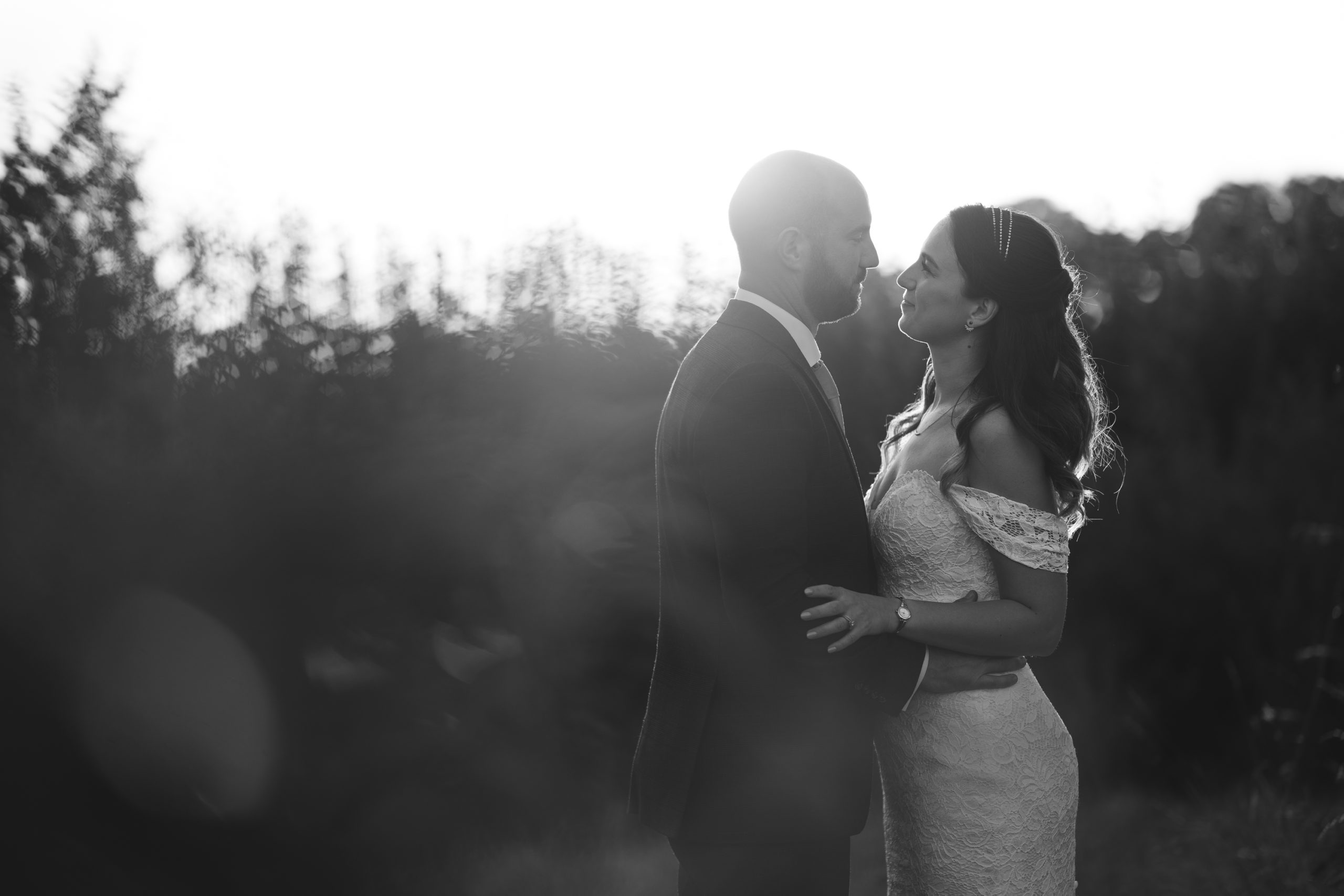 sunset portraits of the bride and groom kent wedding