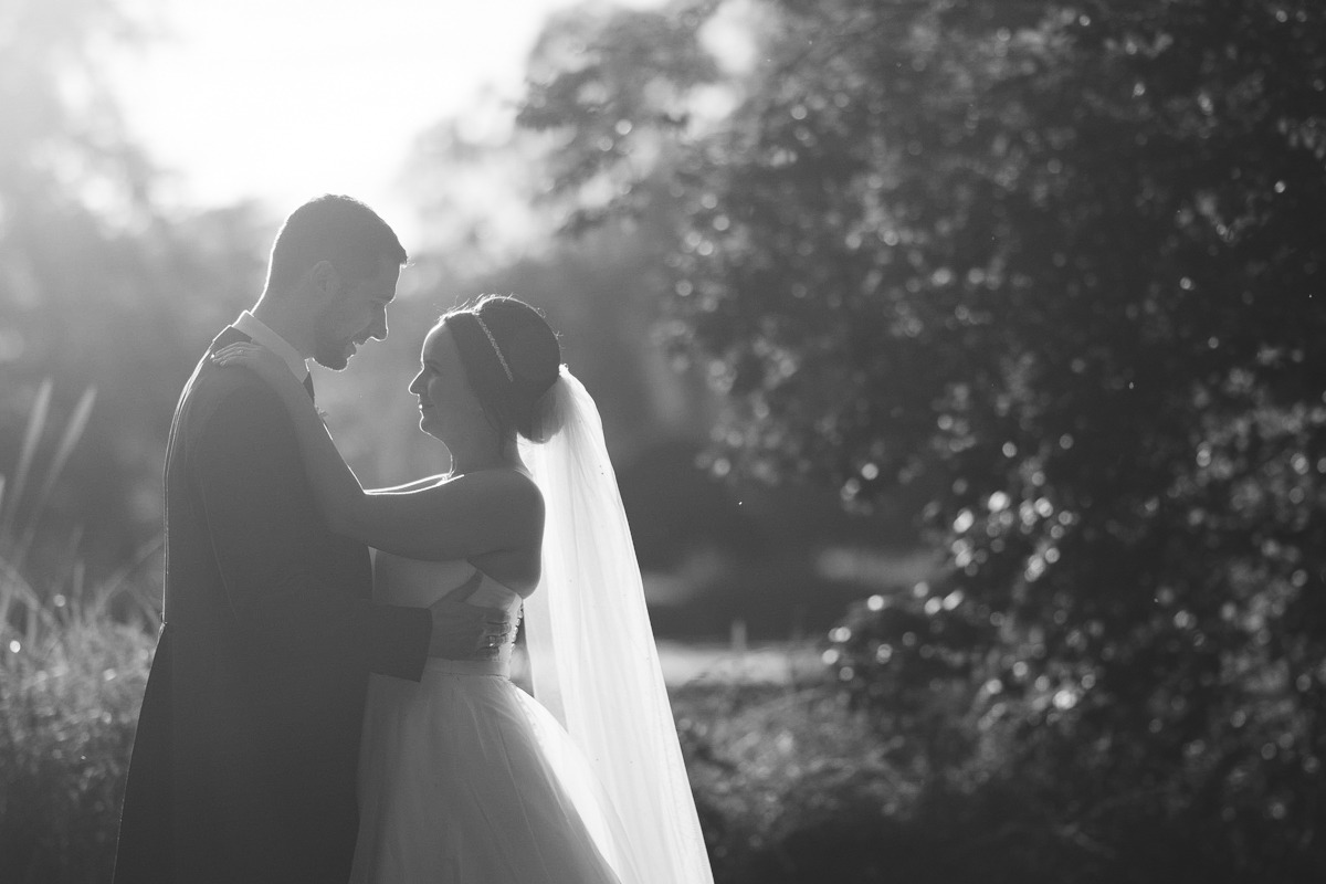 Black and white wedding photo at The Orangery