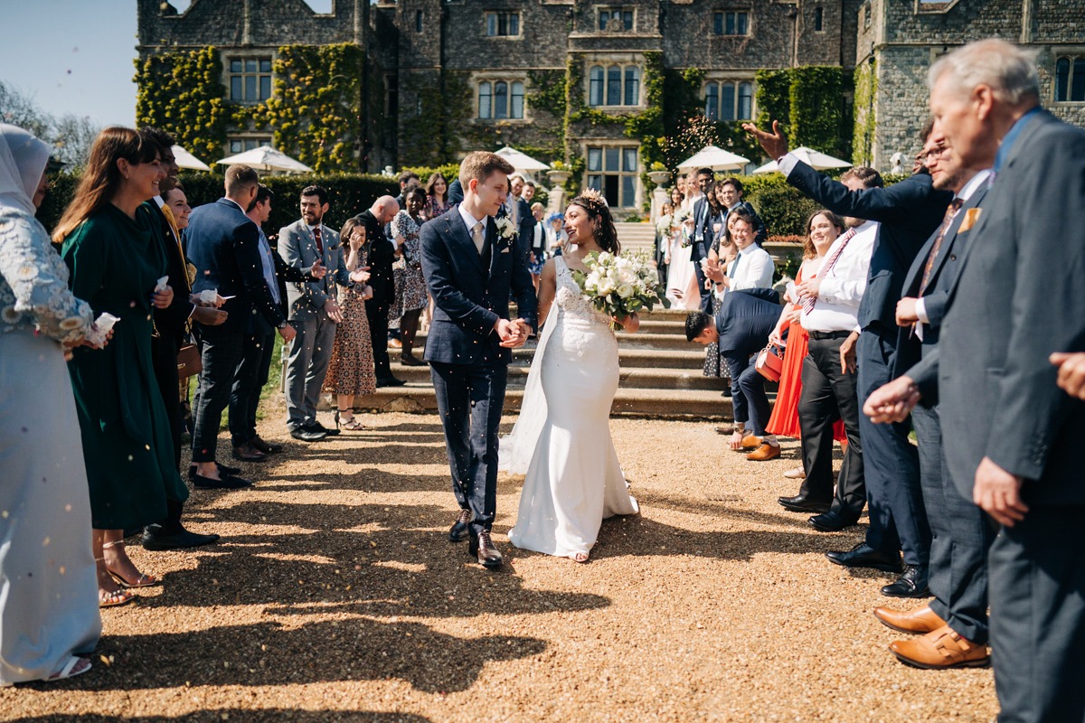 confetti photo at Eastwell Manor wedding in kent