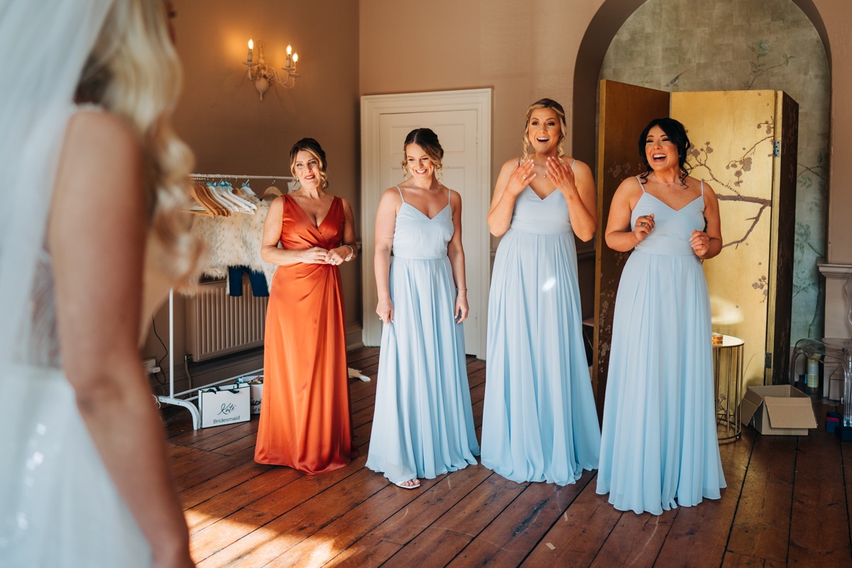 bridesmaid reveal in wisteria suite at The Orangery